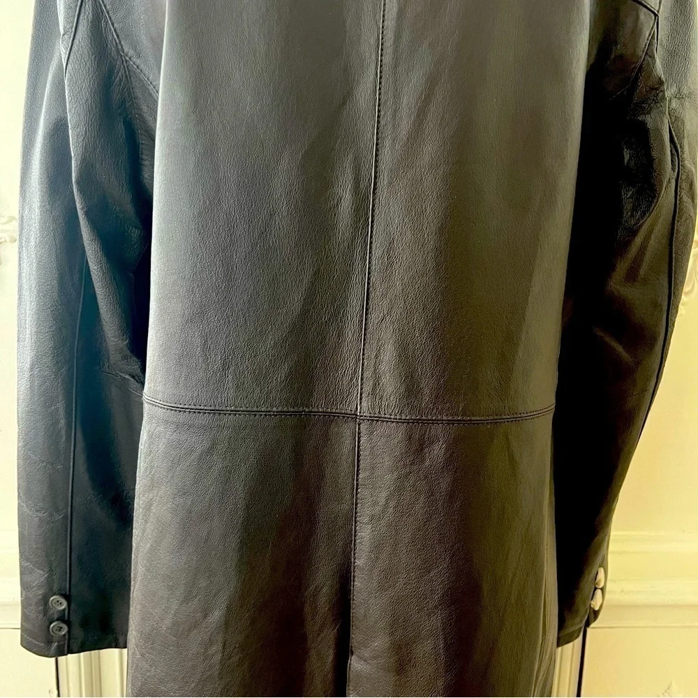 NWT Black Leather Trench Coat